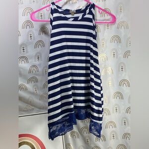 Navy and White Striped Kids Casual Dress